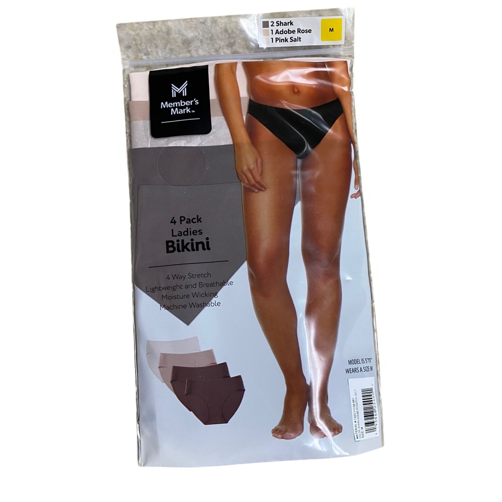 Members Mark Womens 8 Pack Underwear Bikini Hipster Black Pink Grey Size M NWT